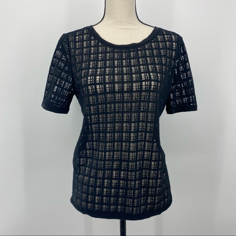 Ann Taylor LOFT Sheer Black Blouse Size Medium